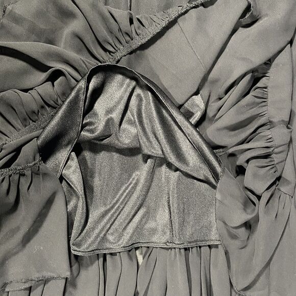 Y2K Vintage Midi Skirt Black Tiered Pleated Cottagecore Prairie Coquette Sz 14 - Picture 5 of 8